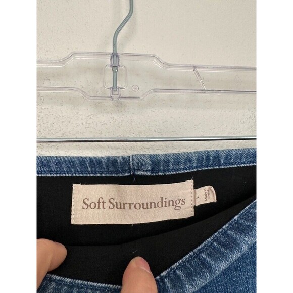 Soft Surroundings Pull On Jegging Jean Leggings Medium Wash Blue Women's Large - Picture 3 of 6